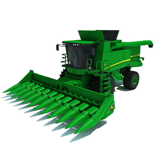 Green John Deere Combine V2 3D model