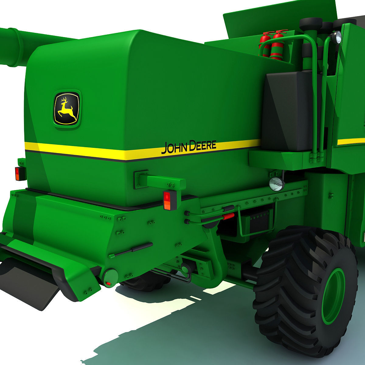 Green John Deere Combine V2 3D model_13