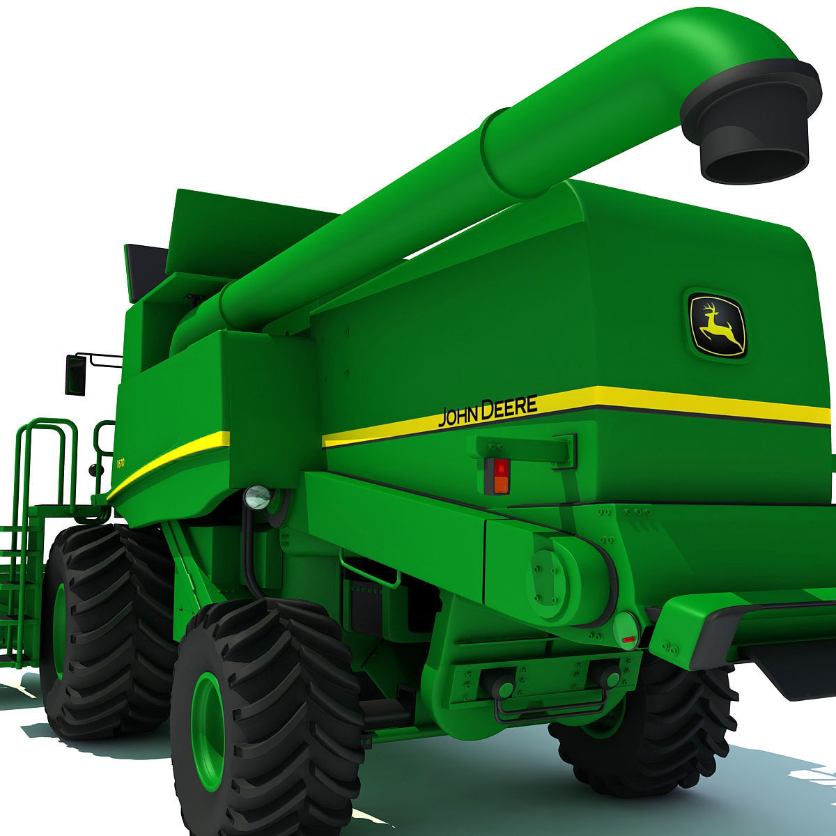 Green John Deere Combine V2 3D model_12