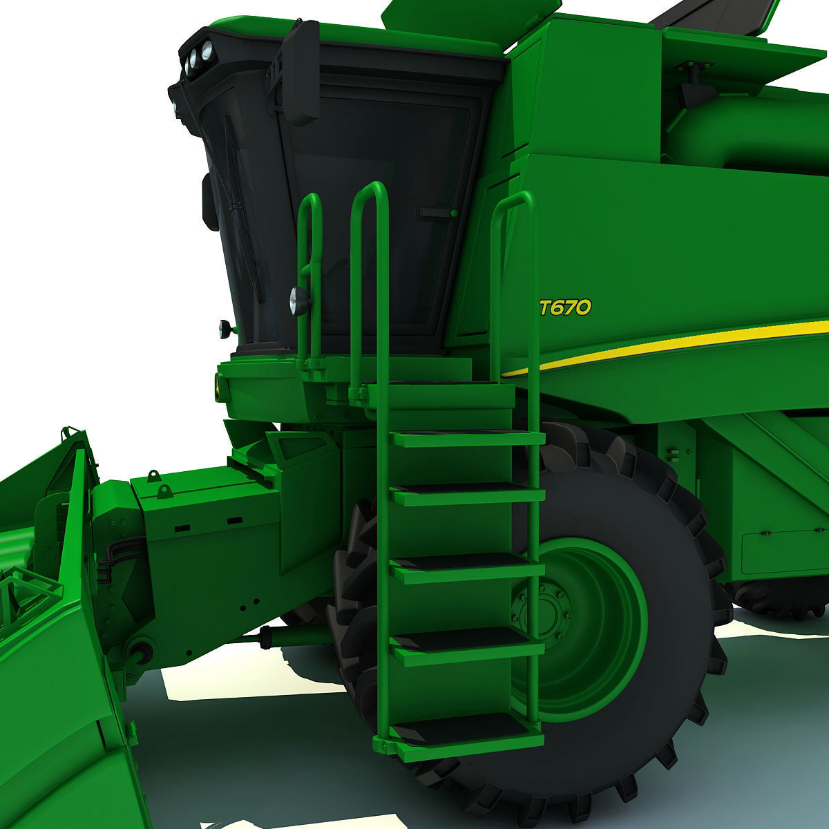 Green John Deere Combine V2 3D model_14