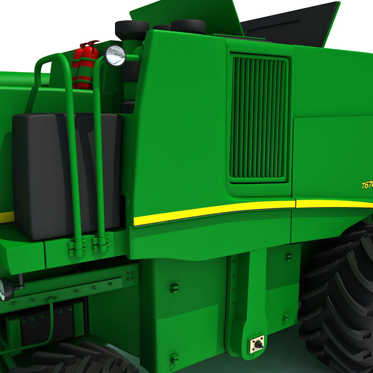 Green John Deere Combine V2 3D model_10