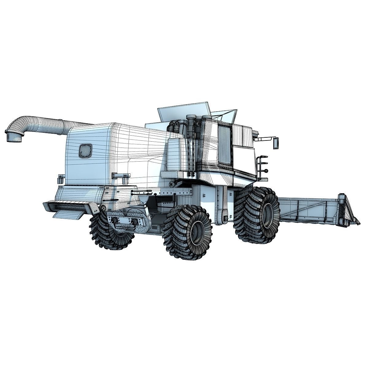 Green John Deere Combine V2 3D model_18