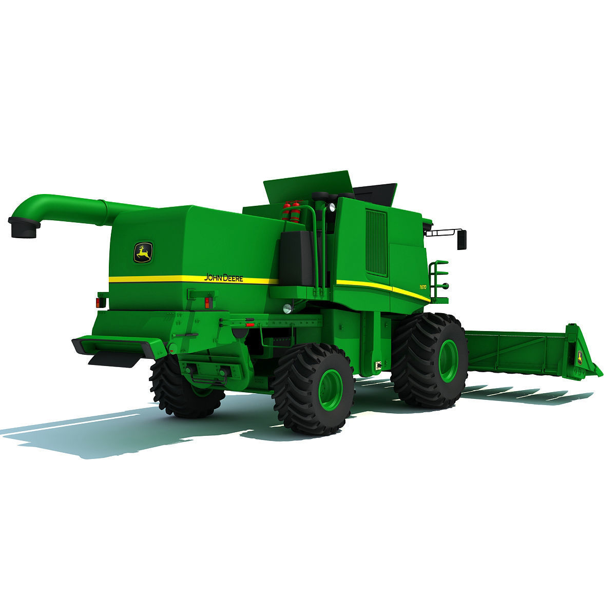 Green John Deere Combine V2 3D model_6