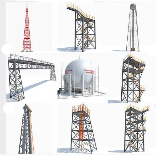 10 Industrial Towers  3D model