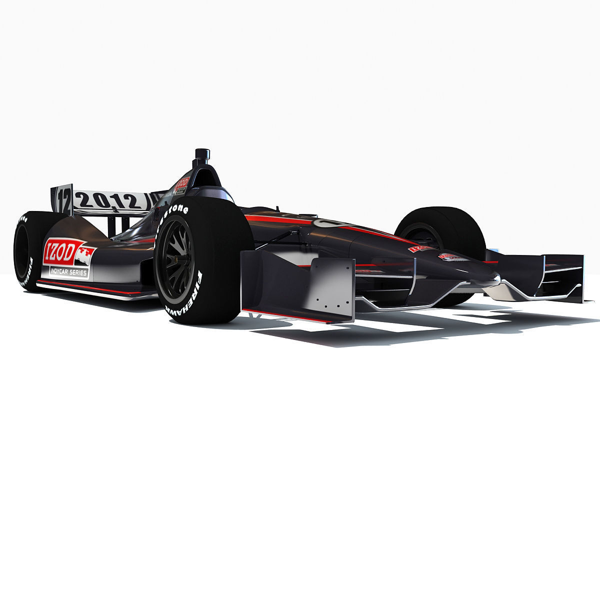 Black Indycar IZOD Race Car 3D model_3