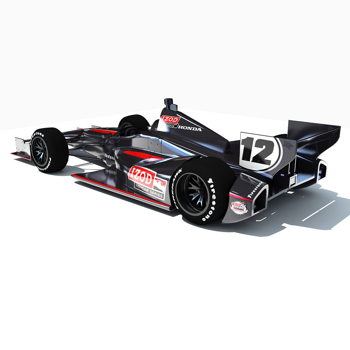 Black Indycar IZOD Race Car 3D model_5