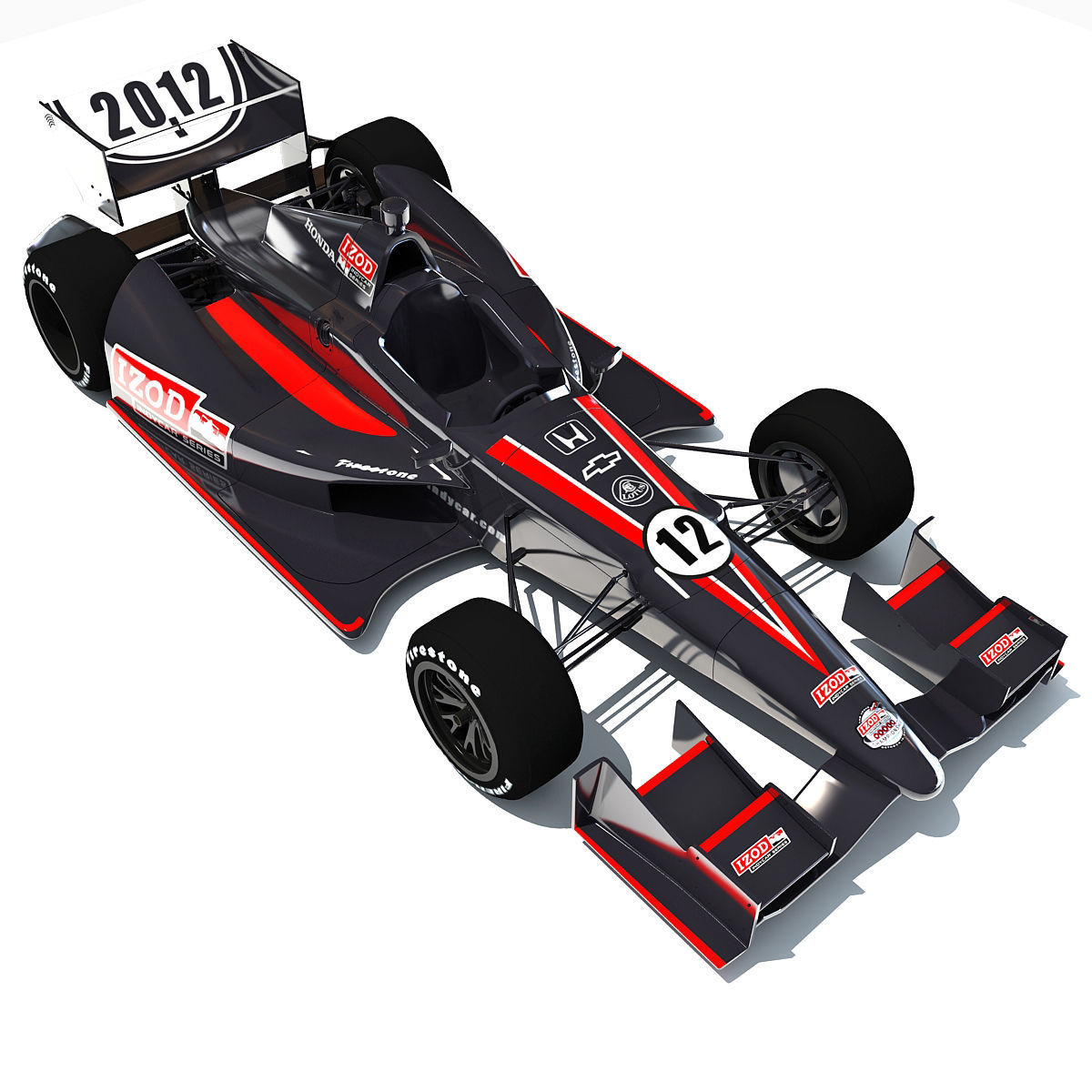 Black Indycar IZOD Race Car 3D model_1