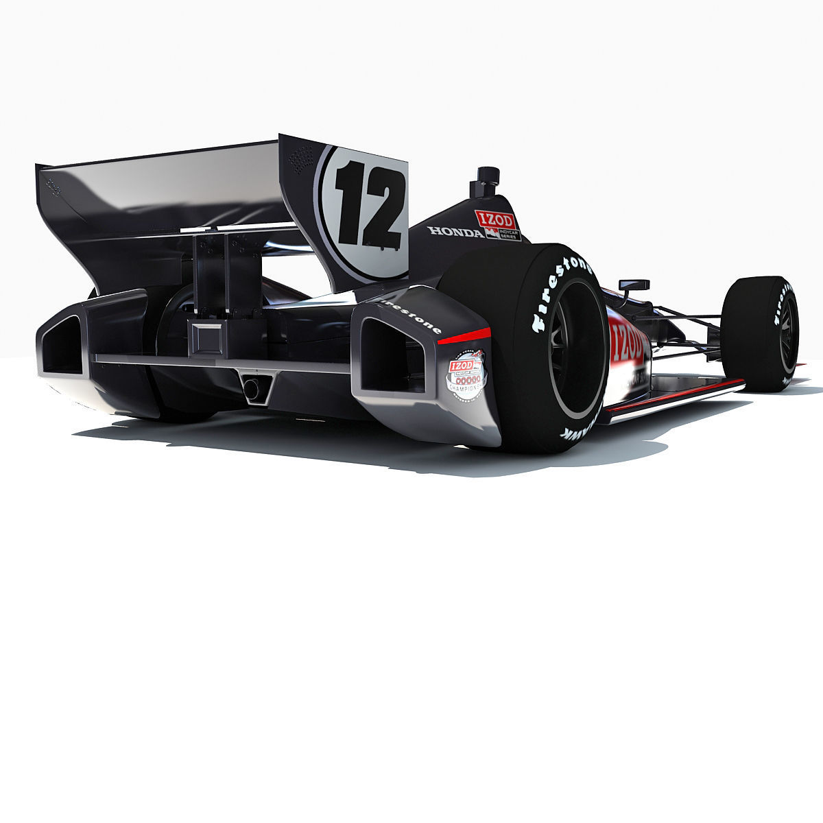 Black Indycar IZOD Race Car 3D model_4