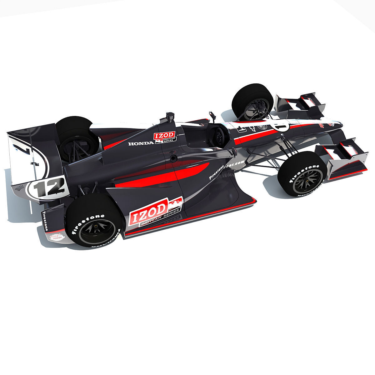 Black Indycar IZOD Race Car 3D model_2