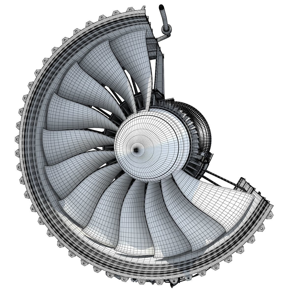Jet Turbofan Engine Cutaway 3D model_16