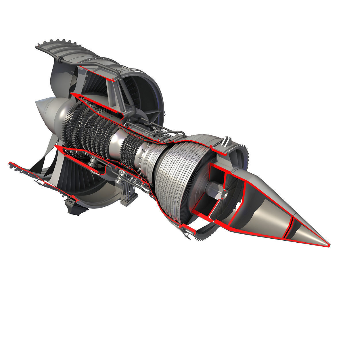 Jet Turbofan Engine Cutaway 3D model_8