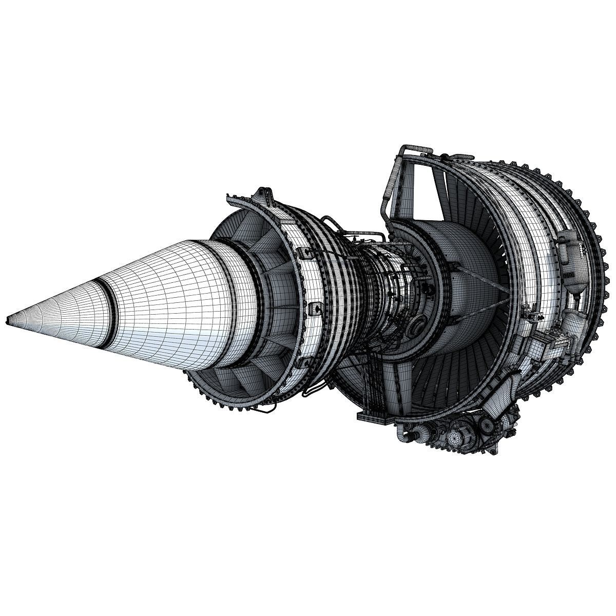 Jet Turbofan Engine Cutaway 3D model_14
