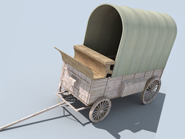 Green Horse Carriage 3D model_1