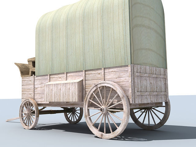 Green Horse Carriage 3D model_2