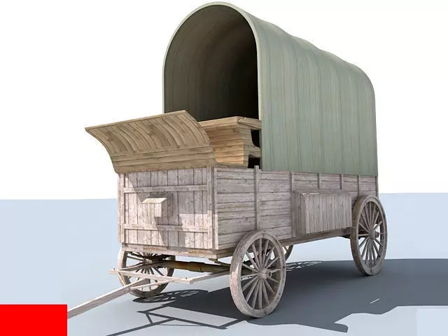 Green Horse Carriage 3D model_0