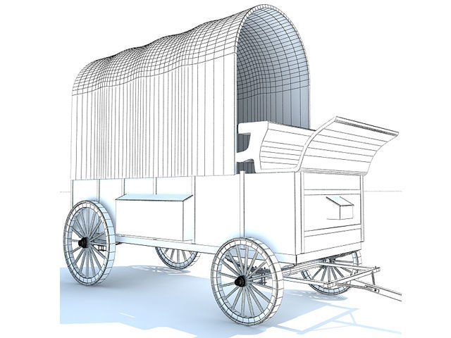 Green Horse Carriage 3D model_5