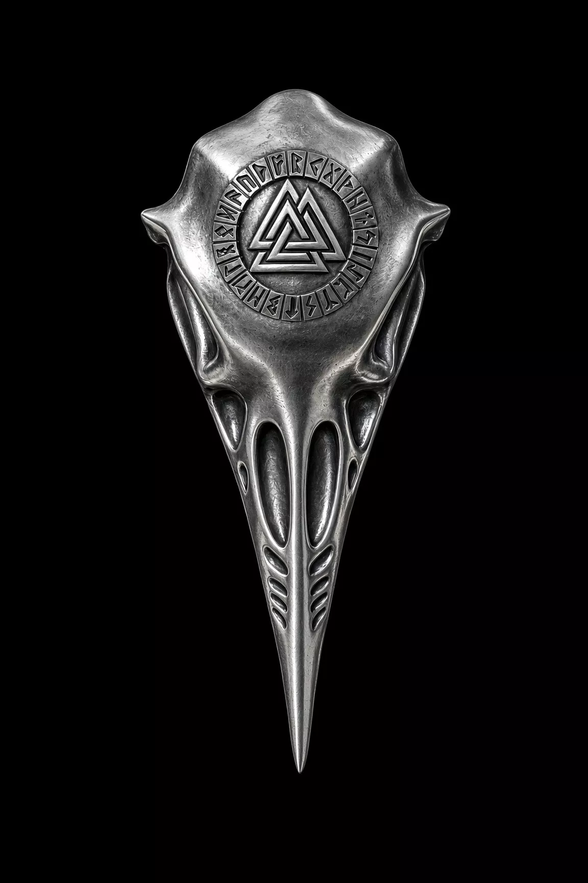 Raven Skull Pendant Norse Valknut and Runic Design 3D print model