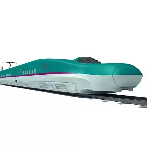 Blue High-Speed Train Shinkansen 3D model
