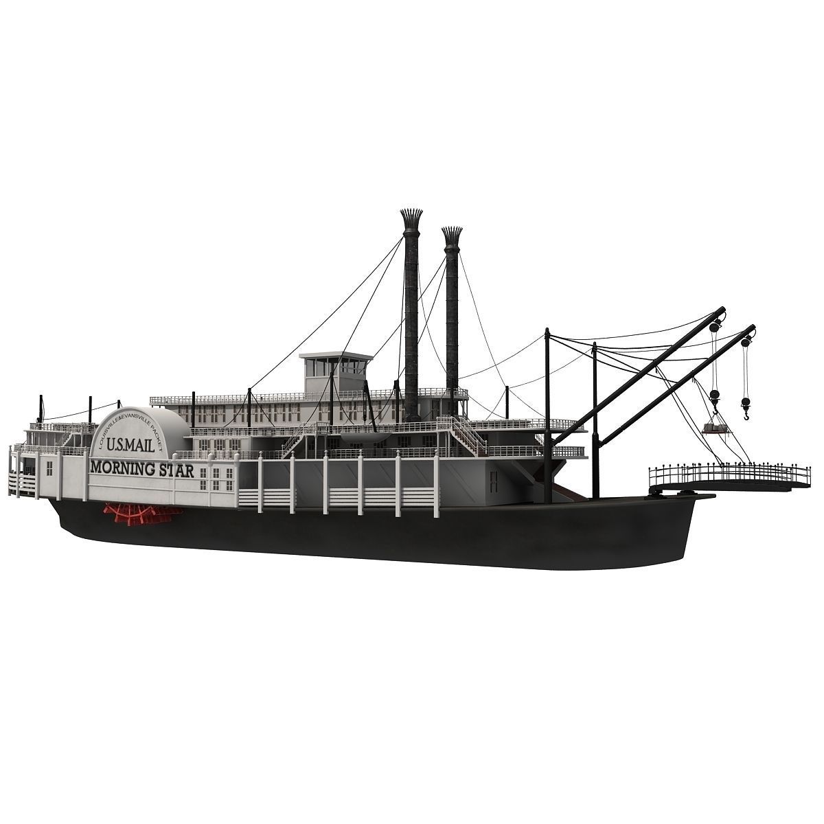 Historic Paddle Steamer River Boats 3D model_1