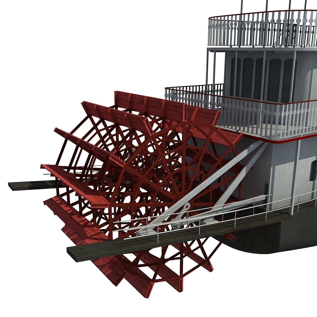 Historic Paddle Steamer River Boats 3D model_29