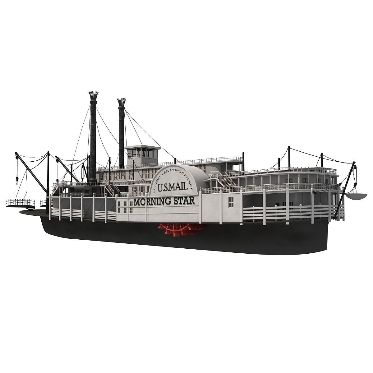 Historic Paddle Steamer River Boats 3D model_8