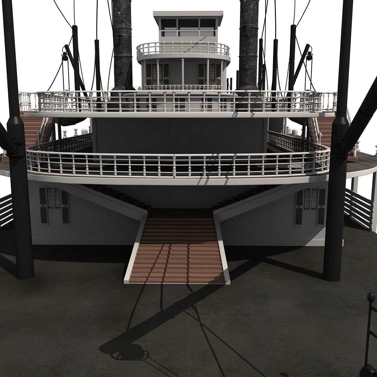 Historic Paddle Steamer River Boats 3D model_31