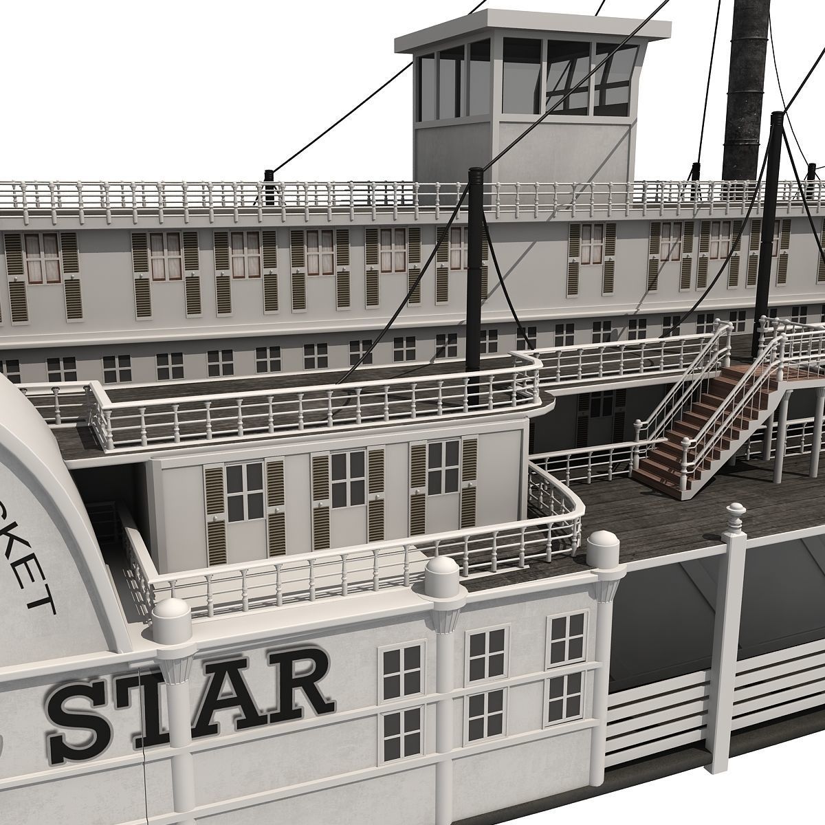 Historic Paddle Steamer River Boats 3D model_30