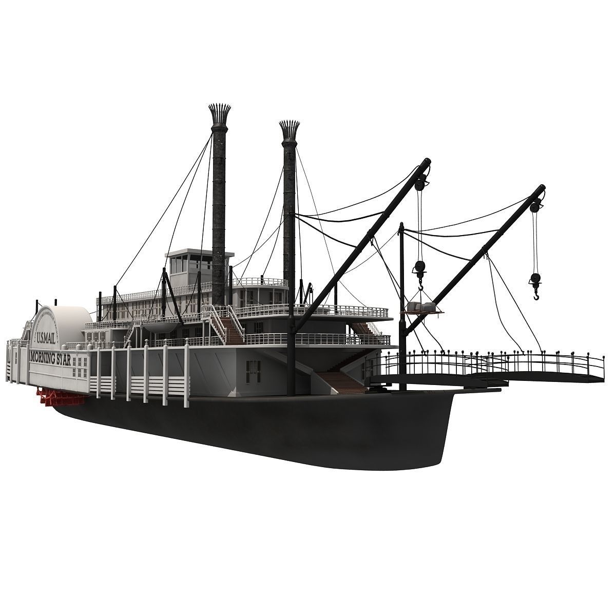 Historic Paddle Steamer River Boats 3D model_4