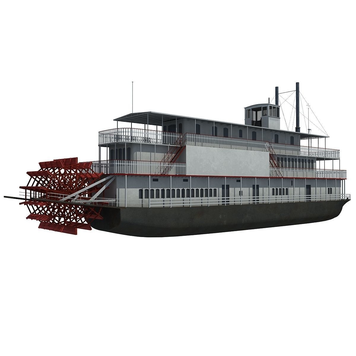 Historic Paddle Steamer River Boats 3D model_2