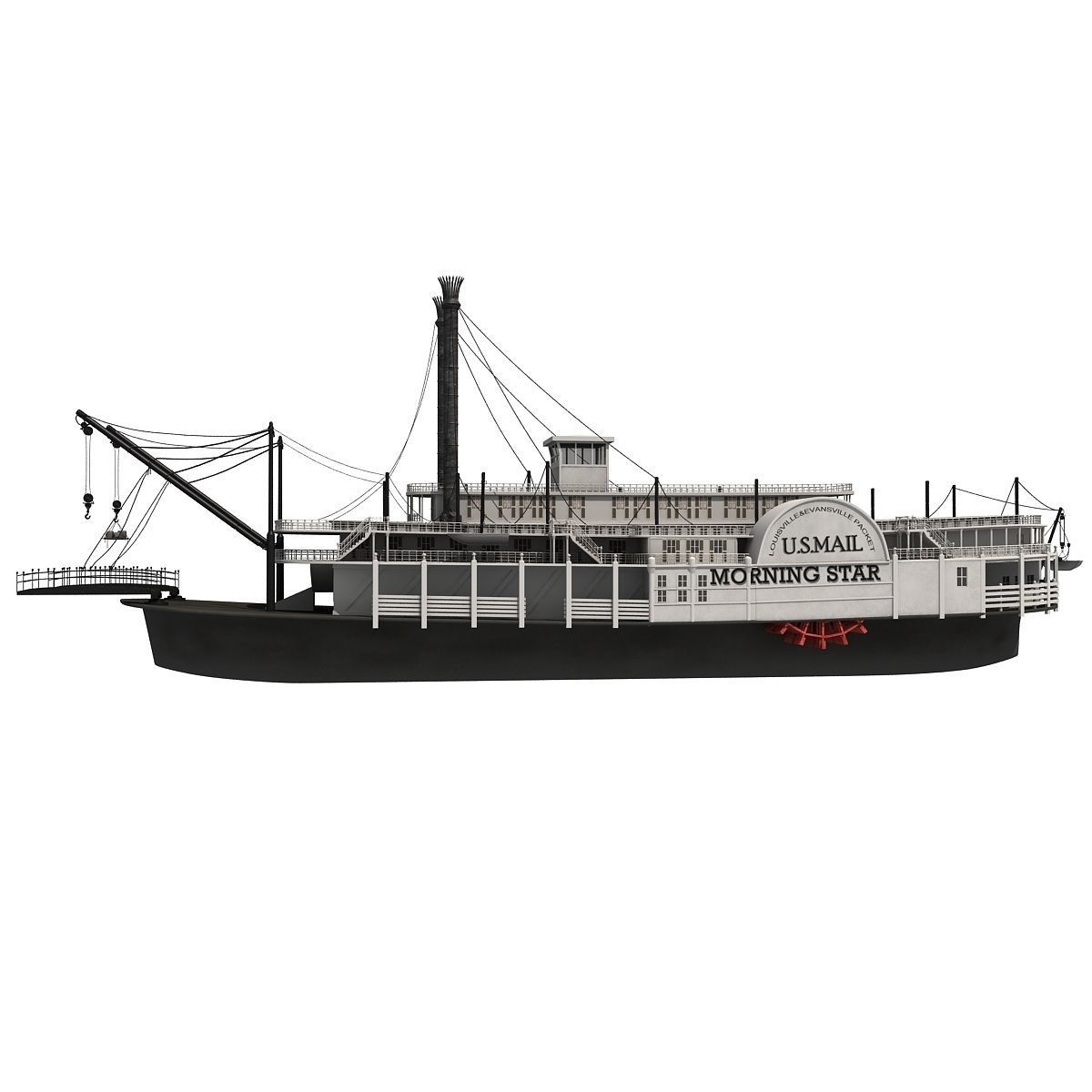 Historic Paddle Steamer River Boats 3D model_7