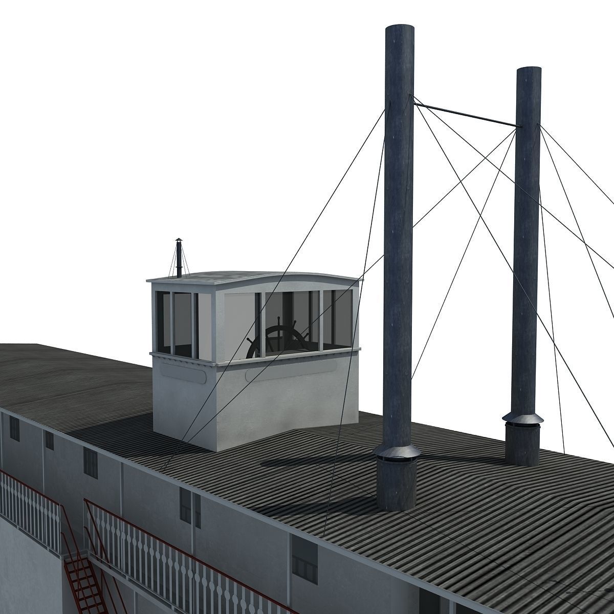 Historic Paddle Steamer River Boats 3D model_19