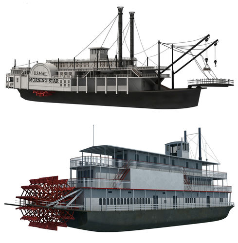 Historic Paddle Steamer River Boats 3D model