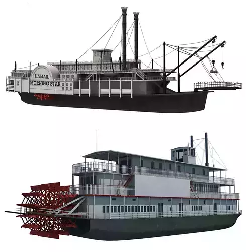 Historic Paddle Steamer River Boats 3D model