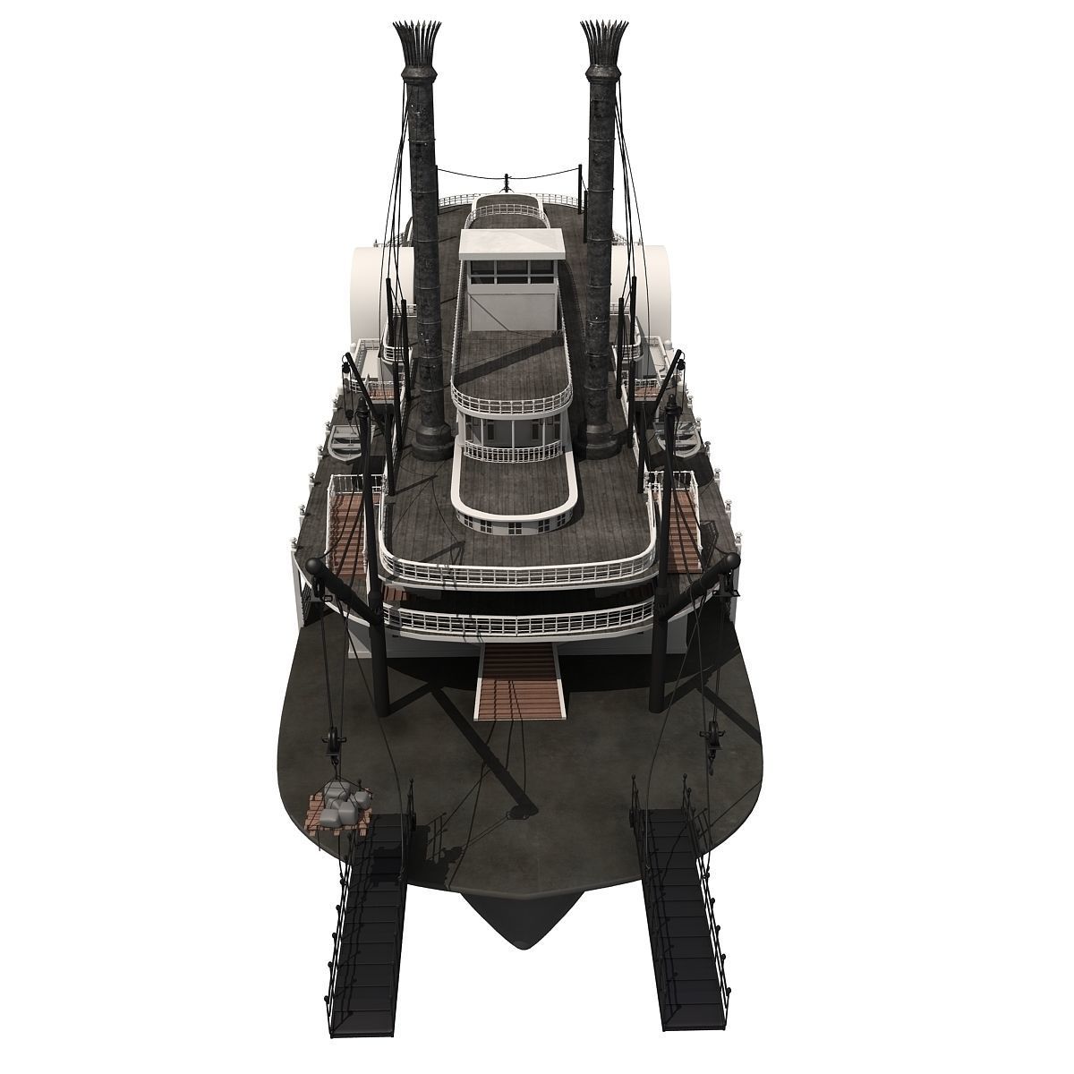 Historic Paddle Steamer River Boats 3D model_10