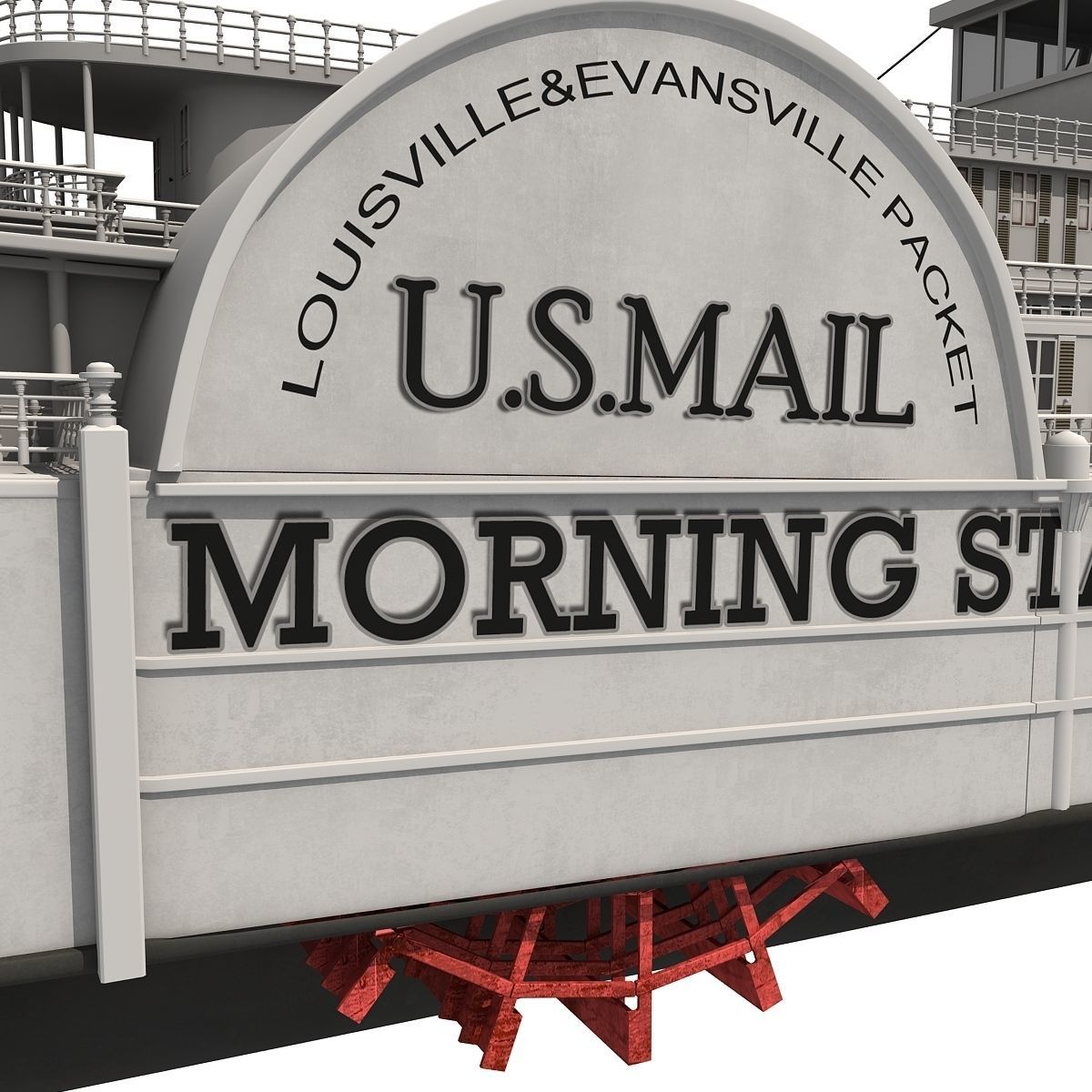Historic Paddle Steamer River Boats 3D model_32