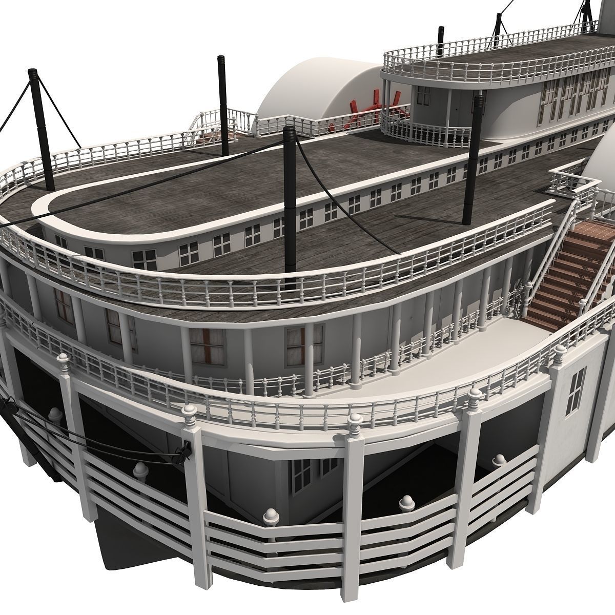 Historic Paddle Steamer River Boats 3D model_26
