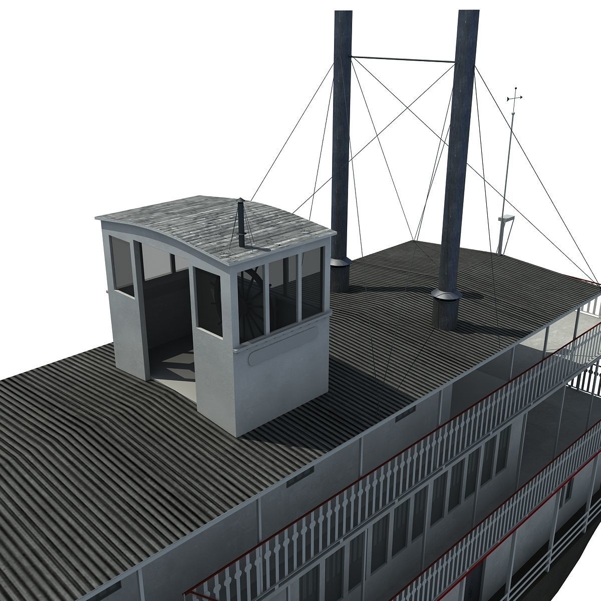Historic Paddle Steamer River Boats 3D model_23