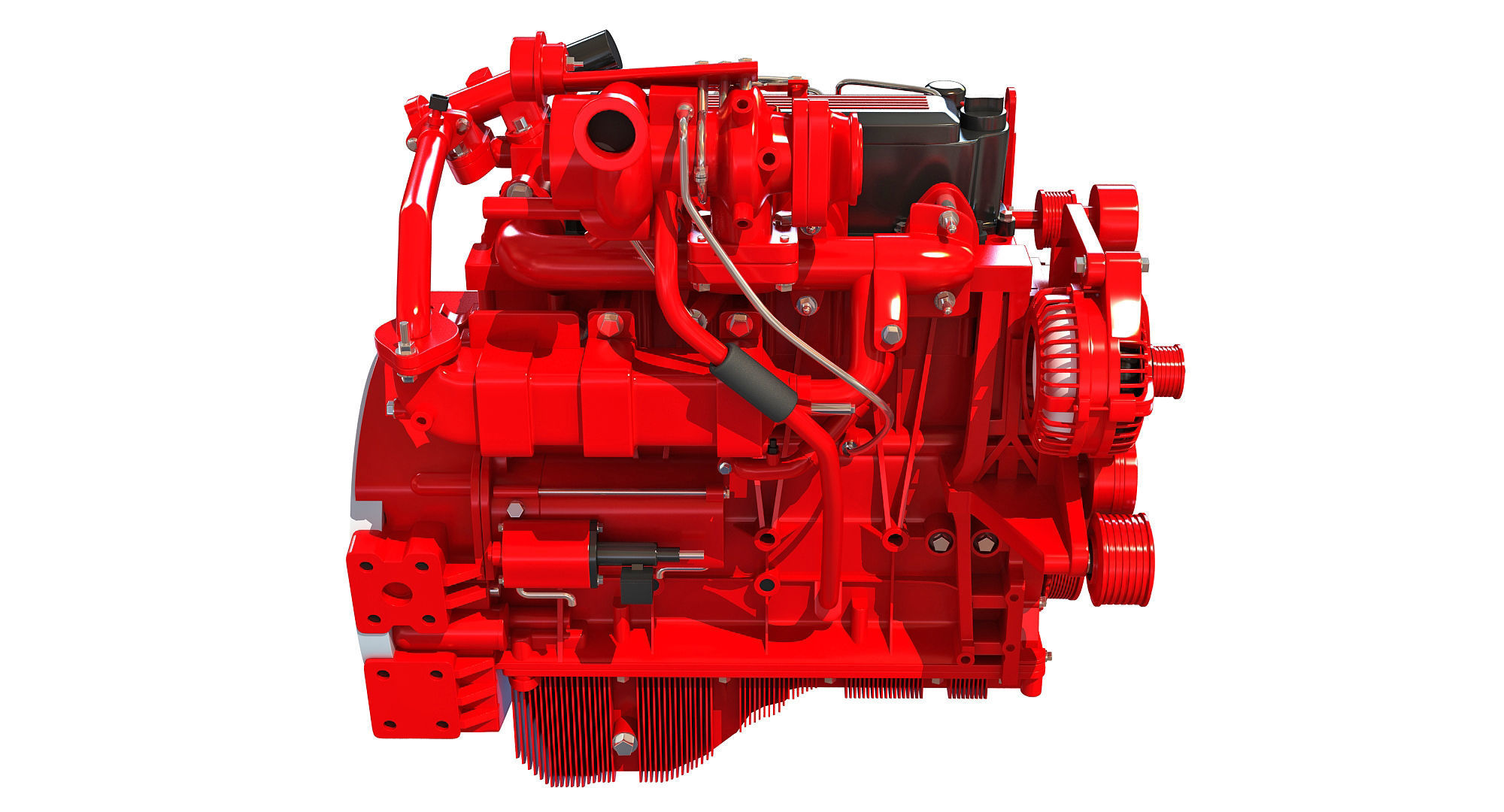 Red Heavy Duty Diesel Engine 3D Model 3D model_2