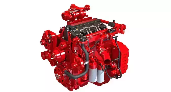 Red Heavy Duty Diesel Engine 3D Model 3D model