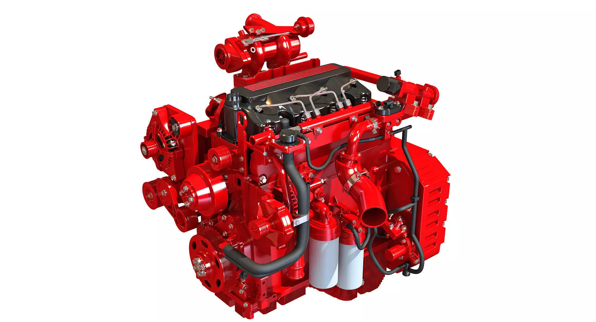 Red Heavy Duty Diesel Engine 3D Model 3D model_0