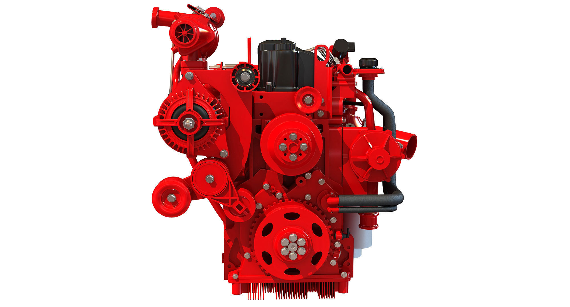 Red Heavy Duty Diesel Engine 3D Model 3D model_8
