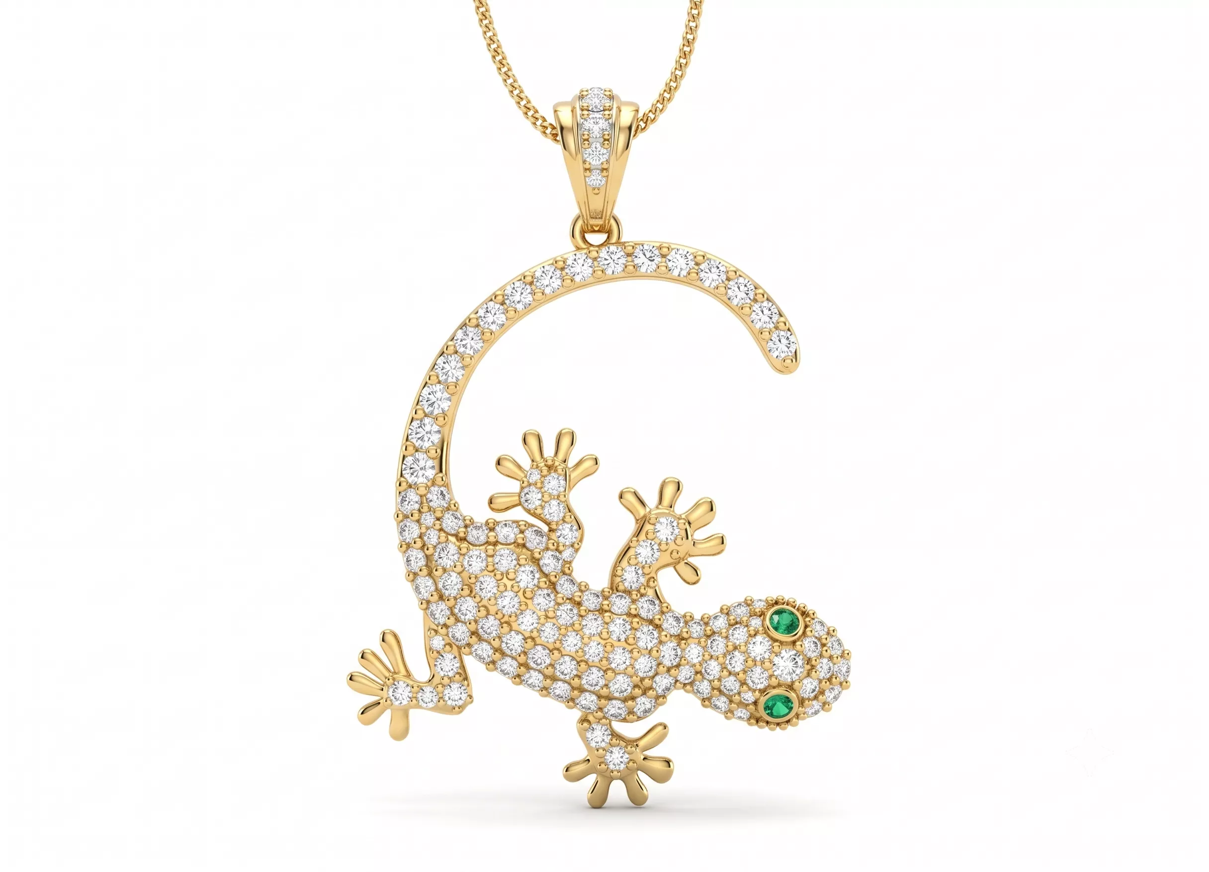 Gecko Pendant 3D Model Diamond Reptile Design 3D print model