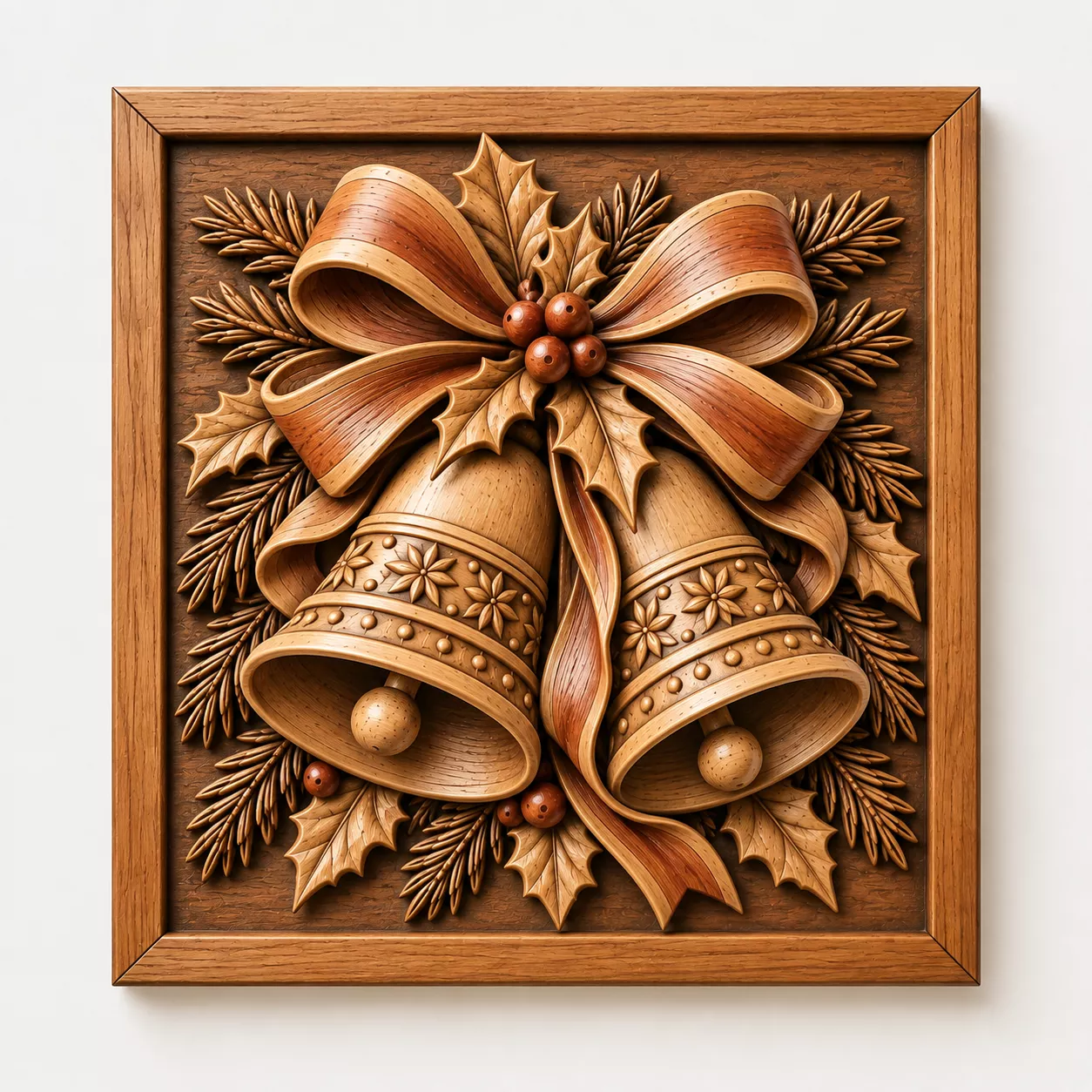 Christmas Bells Wall Art 3D Relief STL CNC Wood Carving Models 3D print model
