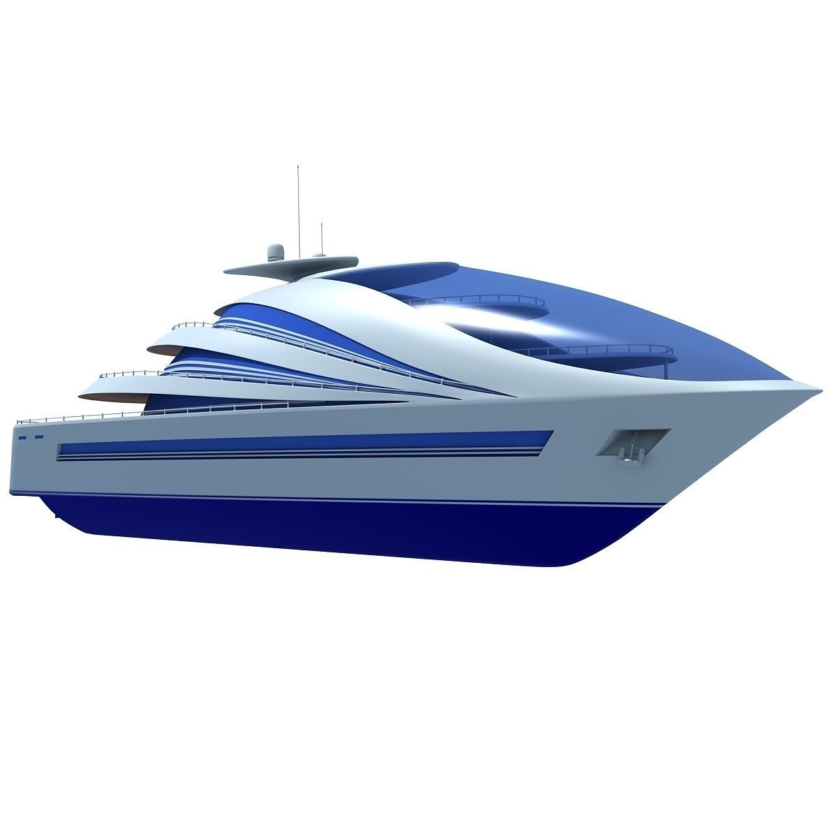 Futuristic Luxury Yacht 3 3D model_1