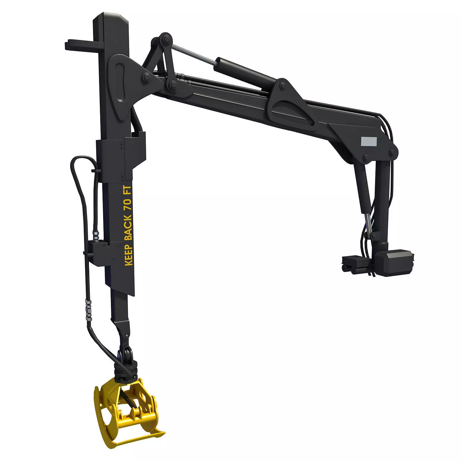 Yellow Forestry Knuckleboom Loader Crane 3D model_0