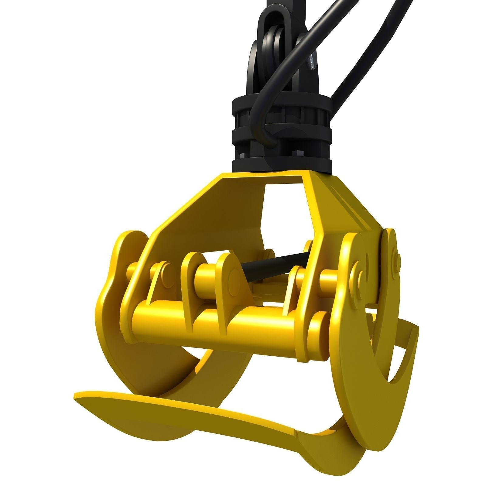 Yellow Forestry Knuckleboom Loader Crane 3D model_8