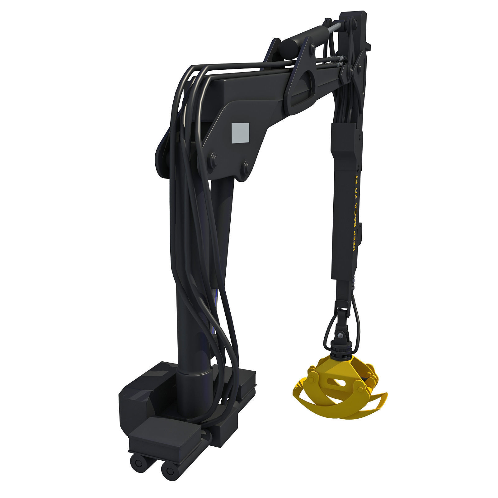 Yellow Forestry Knuckleboom Loader Crane 3D model_2