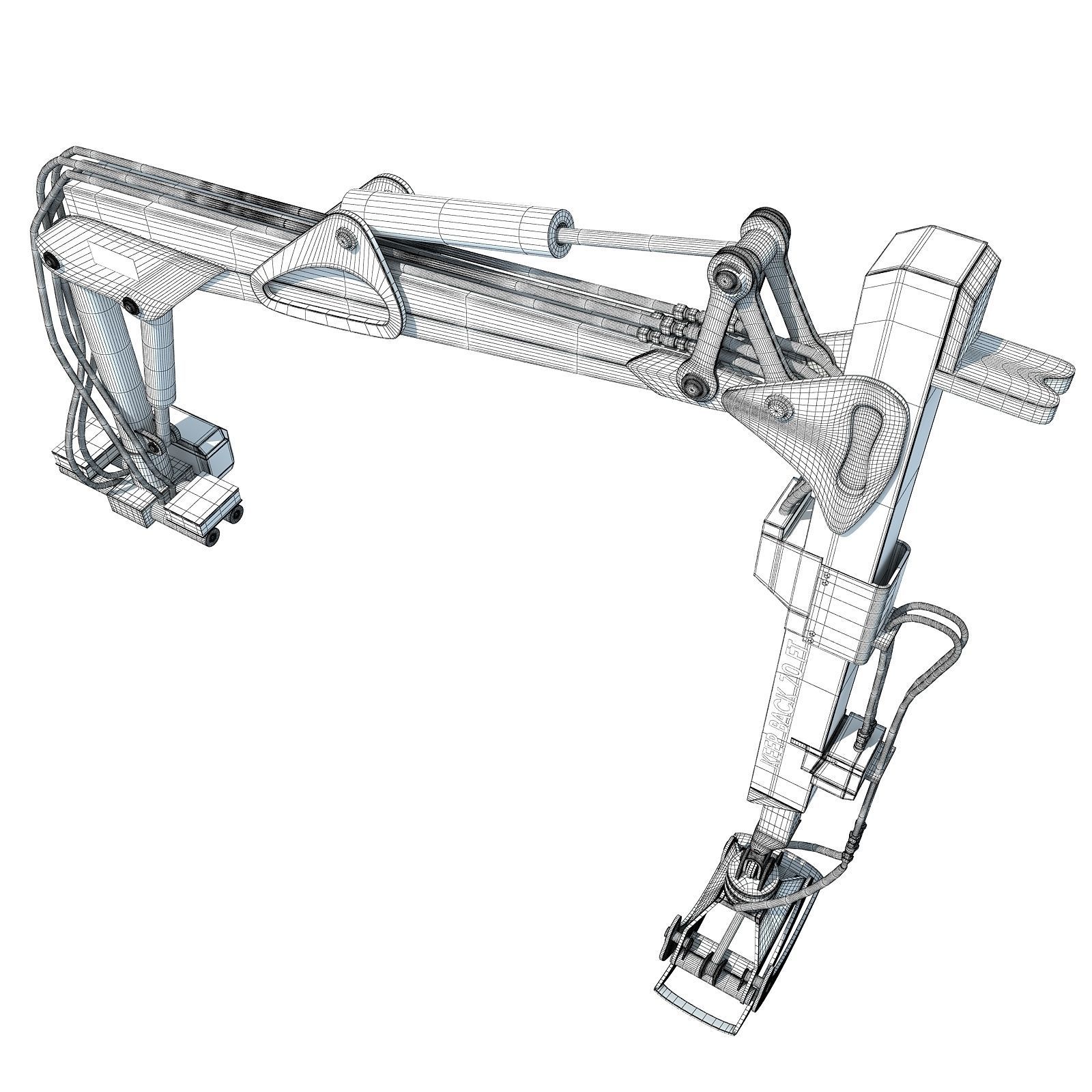 Yellow Forestry Knuckleboom Loader Crane 3D model_10