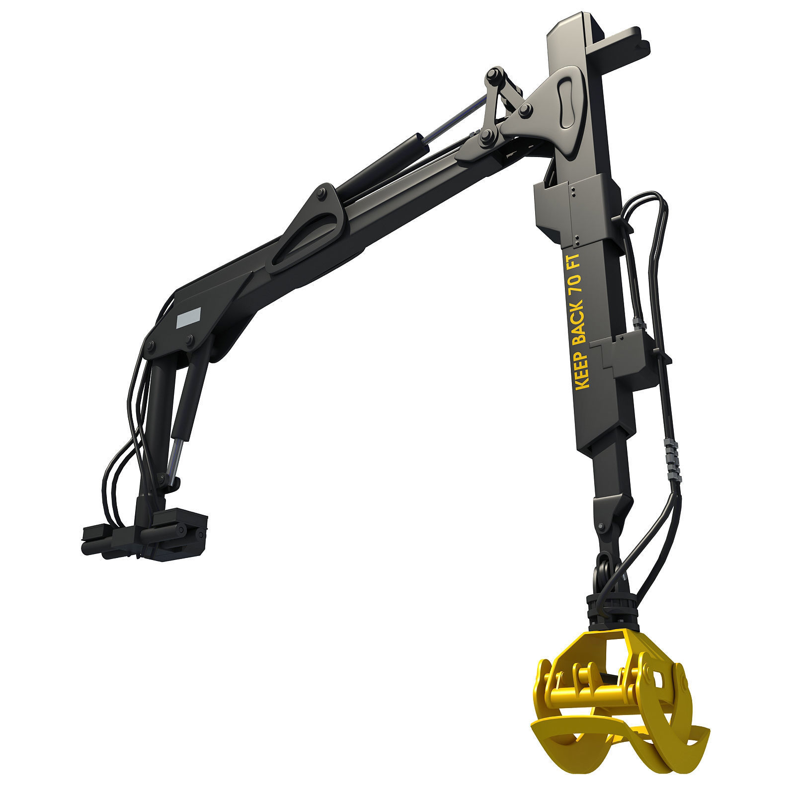 Yellow Forestry Knuckleboom Loader Crane 3D model_5