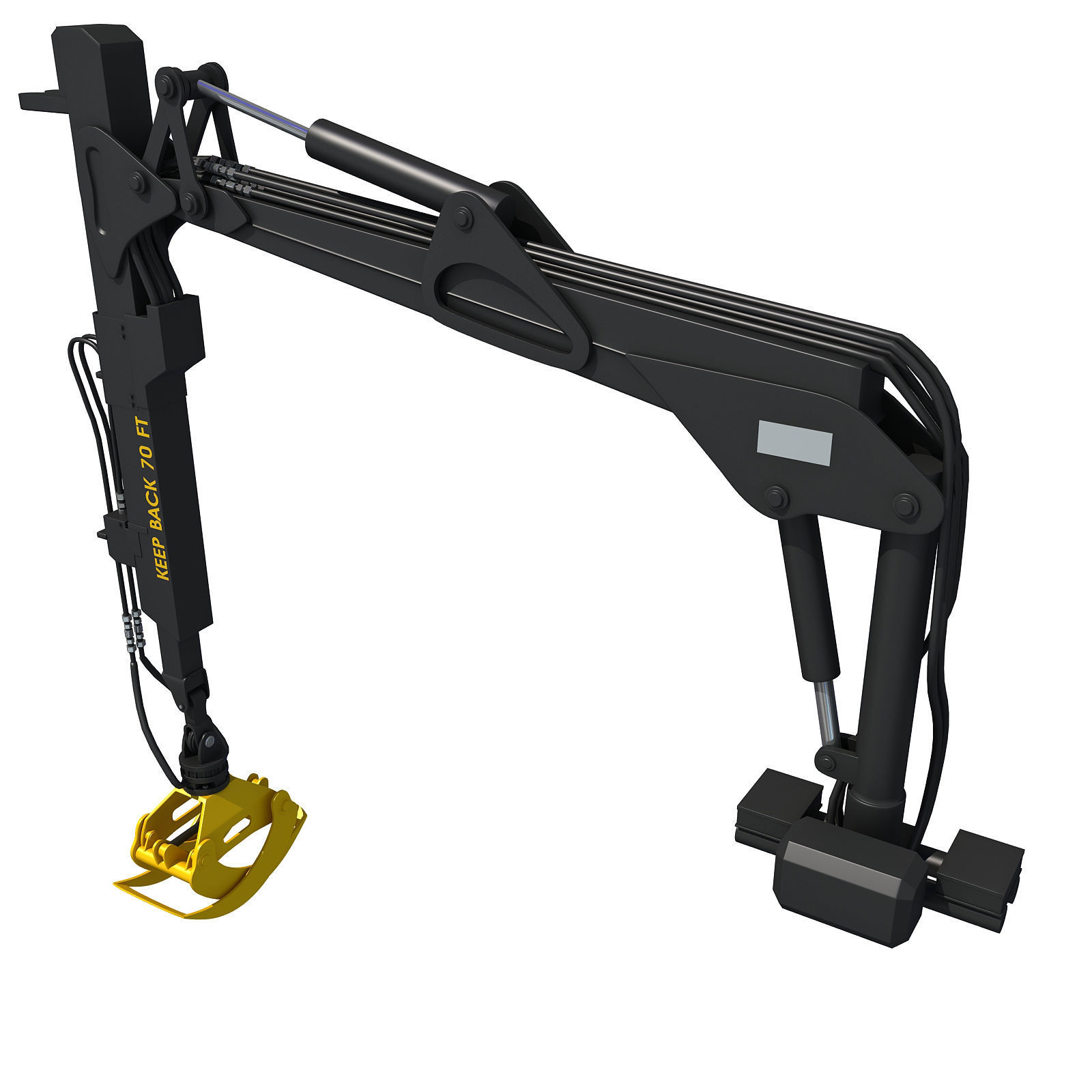 Yellow Forestry Knuckleboom Loader Crane 3D model_4